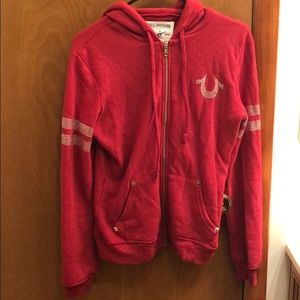 Red True Religion Swarovski Zip Up Size Small